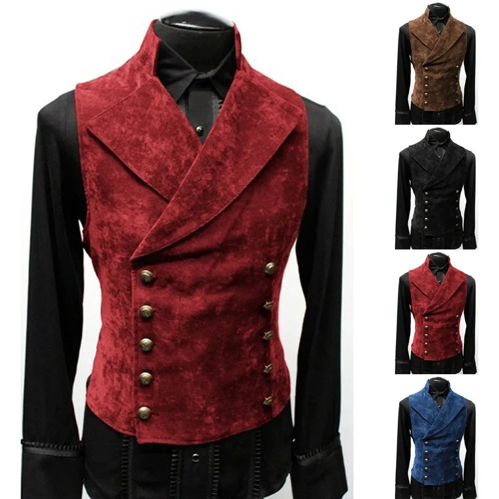 Gothic Vest Polyester Breast Waistcoat Double Vest Victorian Waistcoat