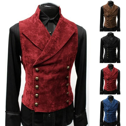 Gothic Vest Polyester Breast Waistcoat Double Vest Victorian Waistcoat