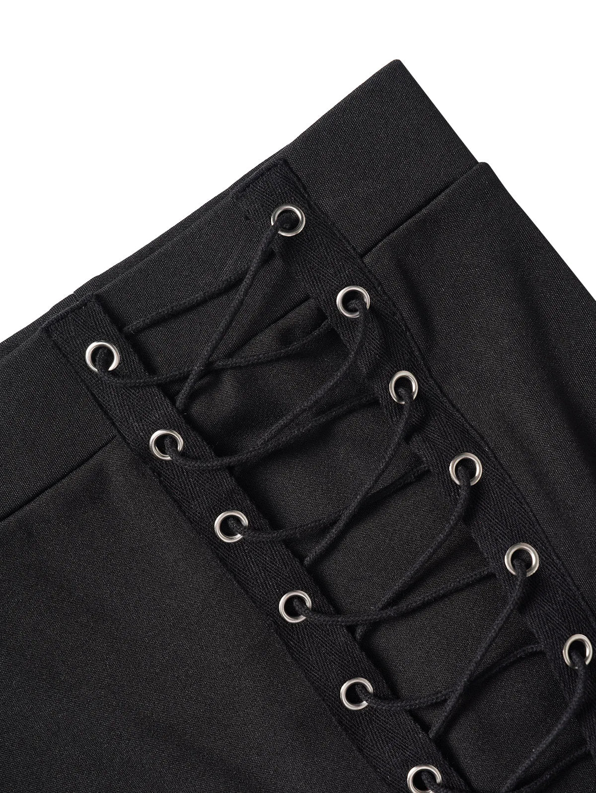 Grommet Buckle Lace Up Elastic Waist Skinny Pants