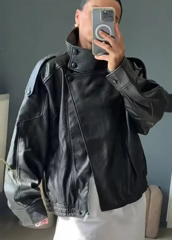Fall Pebble Faux Leather Jacket