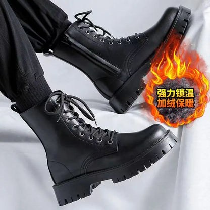 Men's Genuine Leather Motorcycle Boots High-top