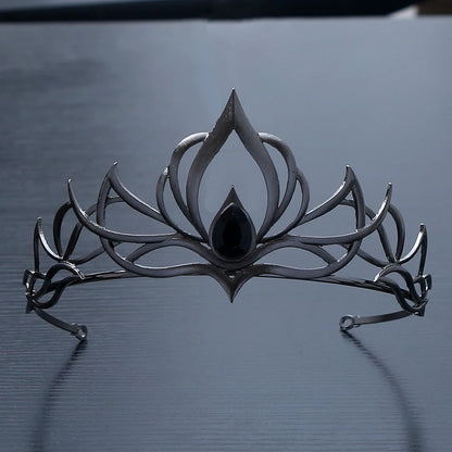 Minimalist Gothic Crown Black Silver Hollow Out Design Headwear