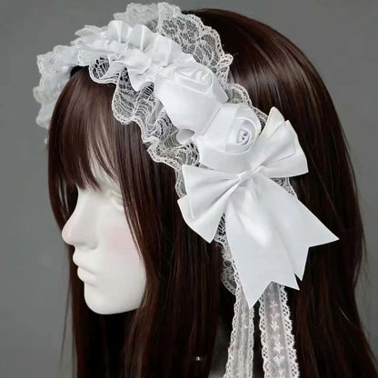Double Satin Bow with Tassel Bonnet Girl Hair Accessories