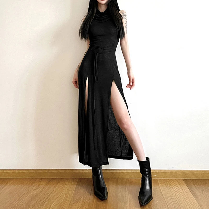 Cyber Hooded Desert Walker Split-Side Huntress Dress