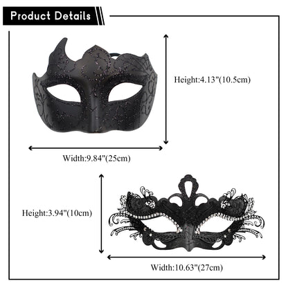 Couples Masquerade Venetian Ball Mask Set