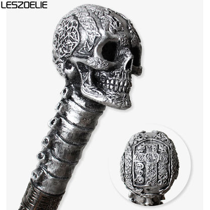Silver Black Resin Skull Head Walking Stick Cane