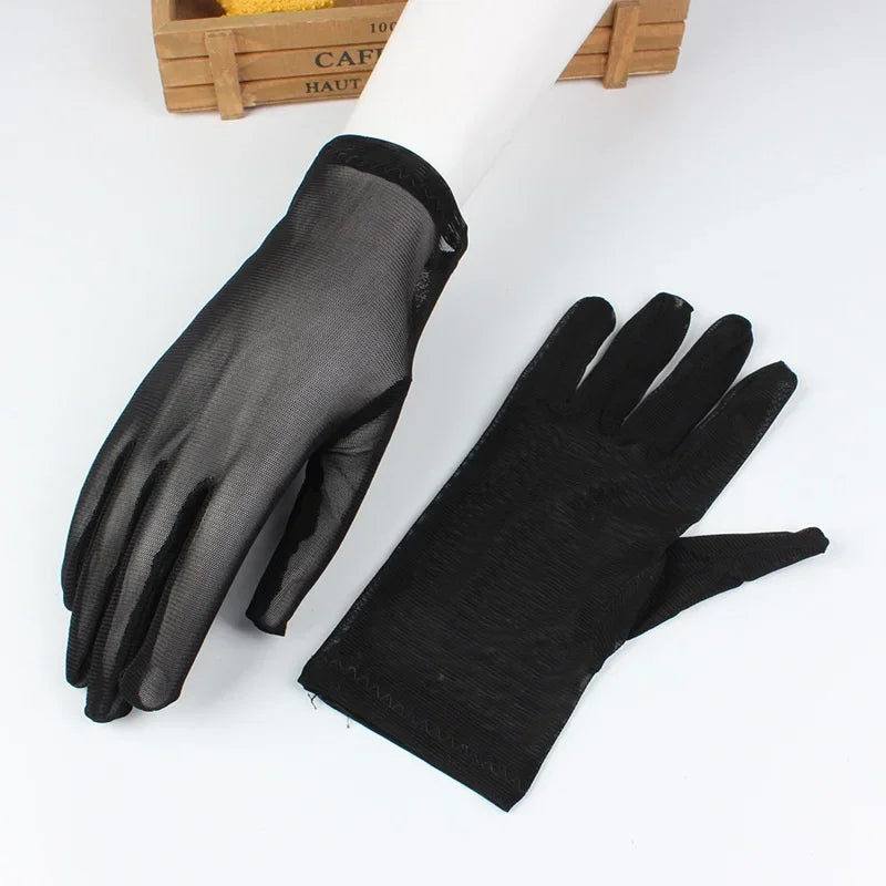 Black Lace Gloves Mesh Hollow High Elasticity Transparent Gloves