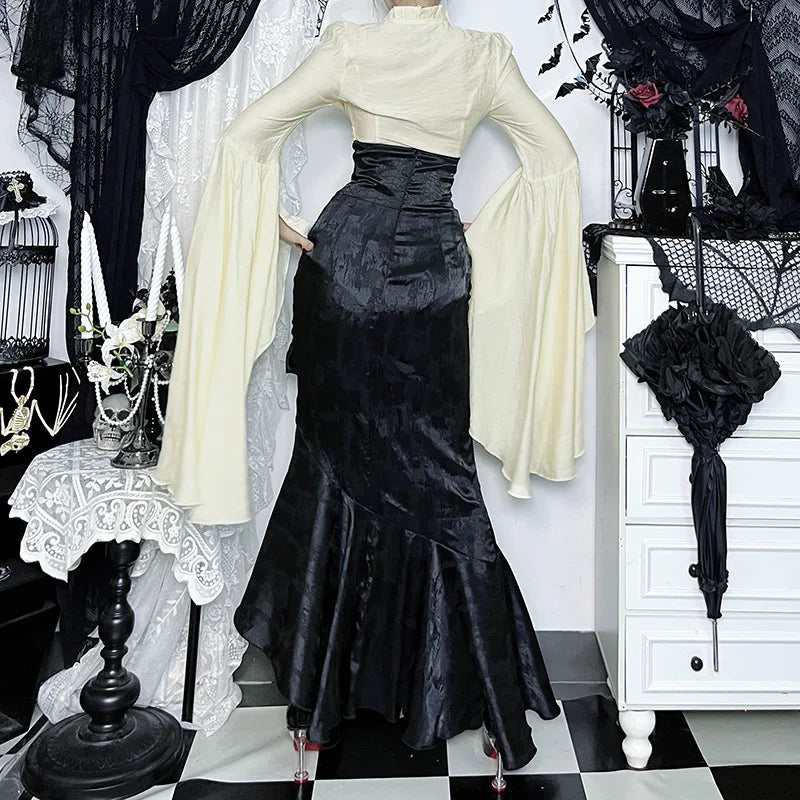 Asymmetrical Maxi Gothic High Rise Mermaid Skirts