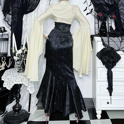 Asymmetrical Maxi Gothic High Rise Mermaid Skirts