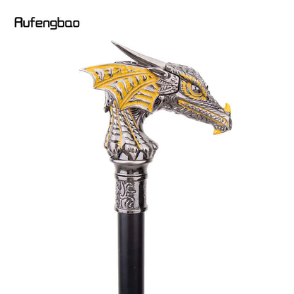 Golden Black Luxury Dragon Head Walking Cane Decorative Gentleman Elegant
