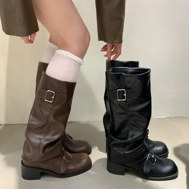 Knee High Fall Leather Boots