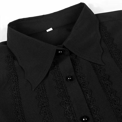 Men Dress Shirts Long Sleeve Vampire Renaissance Steampunk Gothic Ruffled Vintage Medieval