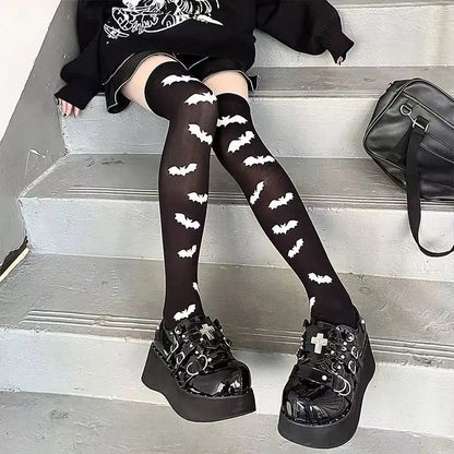 Long Socks Black Goth Stockings Thigh Highs Socks
