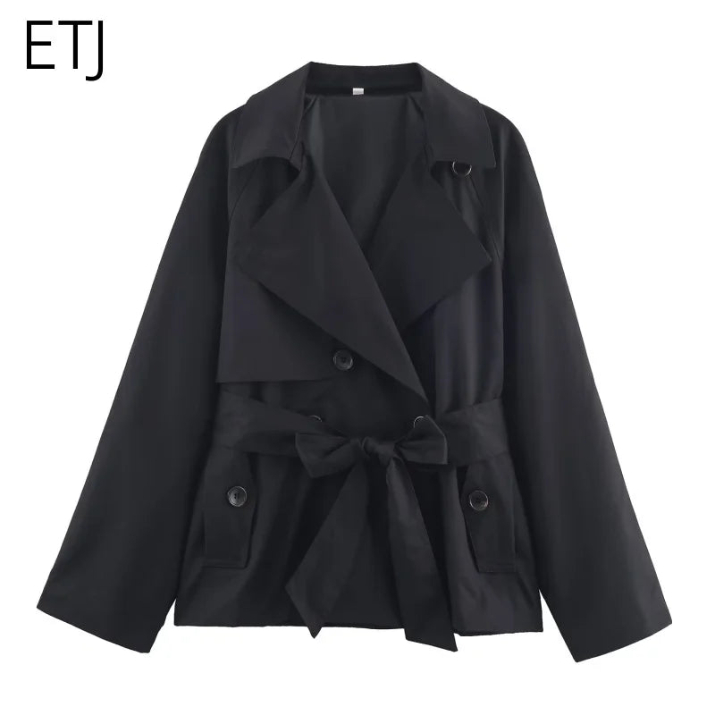 British fall style lapel double-breasted trench coat