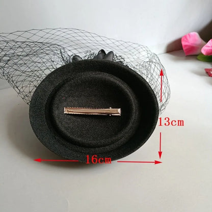 Retro Black Veil Small Dinner Party Hat
