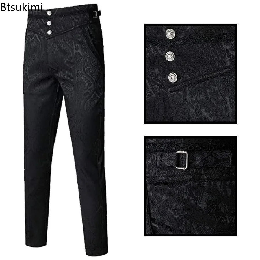 Gothic Pants Vintage Vampire  Steampunk Jacquard Leisure Slim
