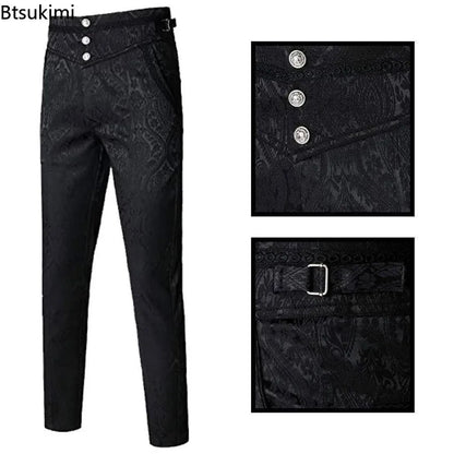 Gothic Pants Vintage Vampire  Steampunk Jacquard Leisure Slim