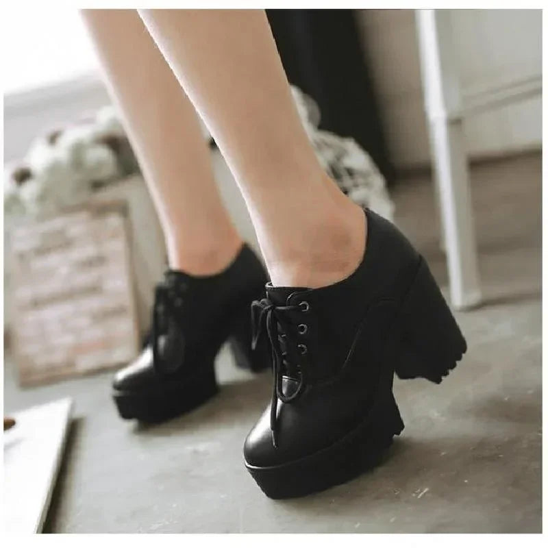 Pumps Chunky Block High Heels Shoes