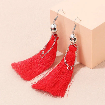 Skeleton Drop Earrings Creative Ethnic Long Tassel Skull Dangle Earring