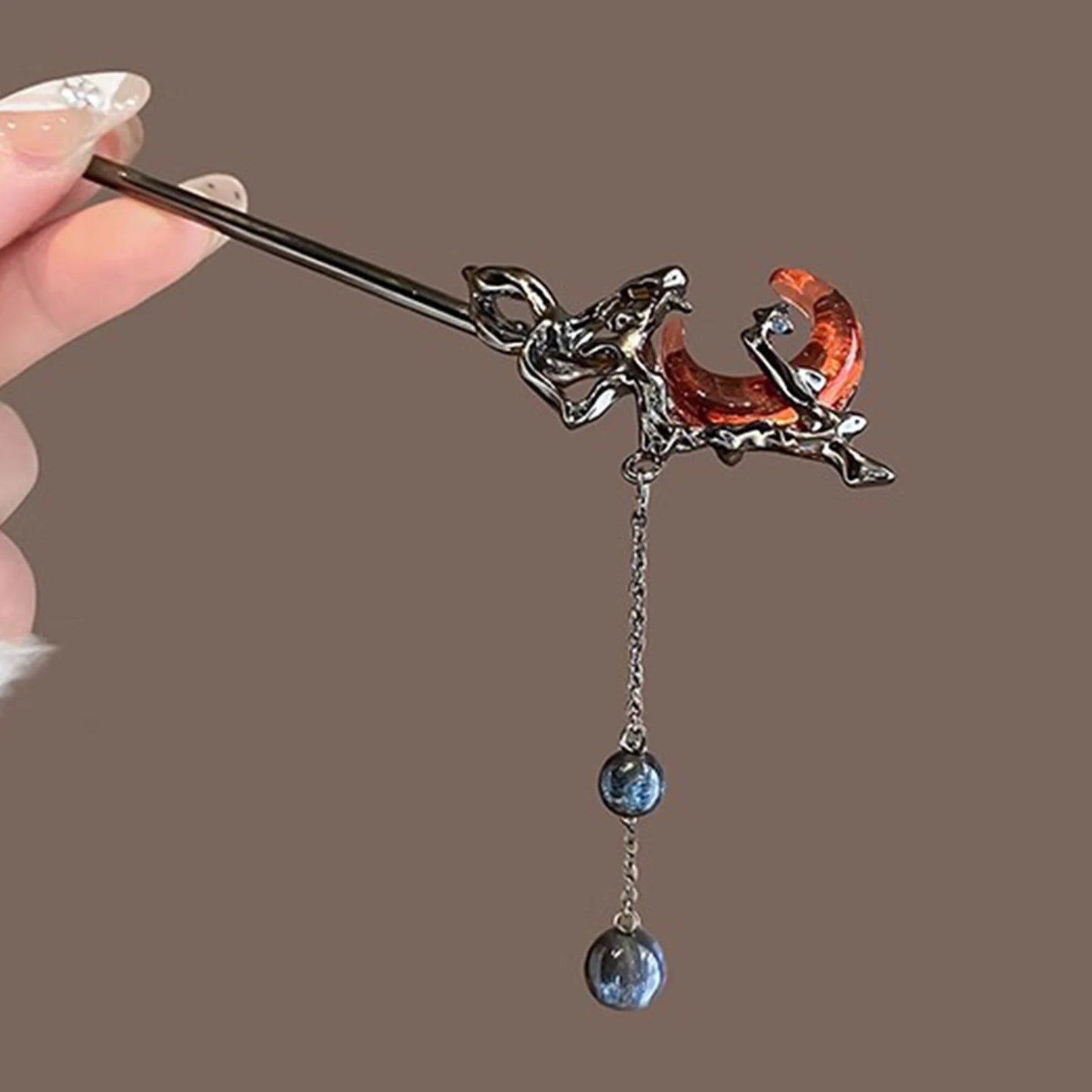 Gothic Style Pendant Hairpin Metal Moon Tassel Hair Accessories