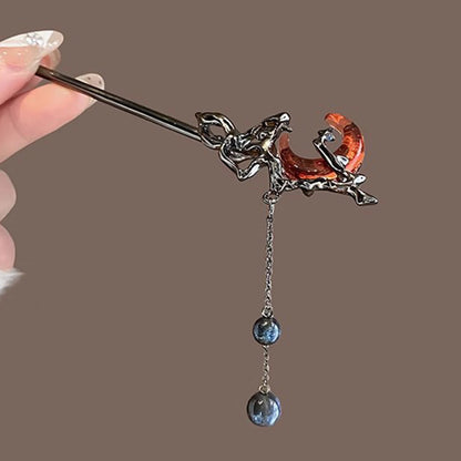 Gothic Style Pendant Hairpin Metal Moon Tassel Hair Accessories