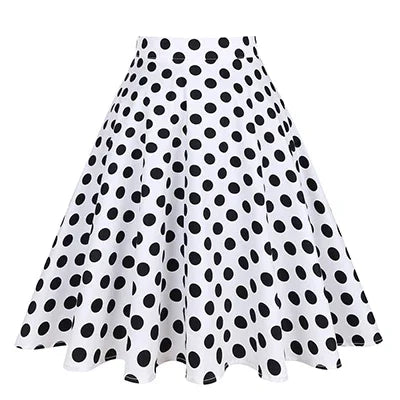 Small Red Polka Dot Midi Summer Pin Up High Waist Retro Vintage Rockabilly 50s Women Skirt