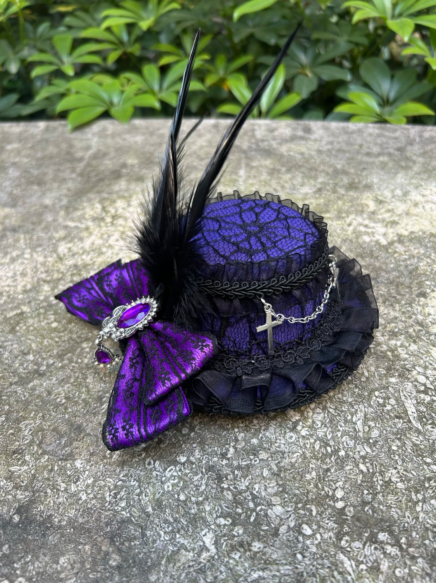 Lolita headpiece retro cross hair tophat