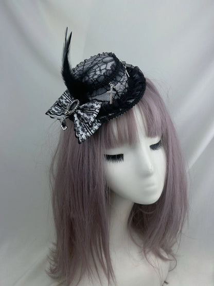 Lolita headpiece retro cross hair tophat