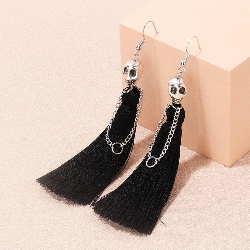 Skeleton Drop Earrings Creative Ethnic Long Tassel Skull Dangle Earring