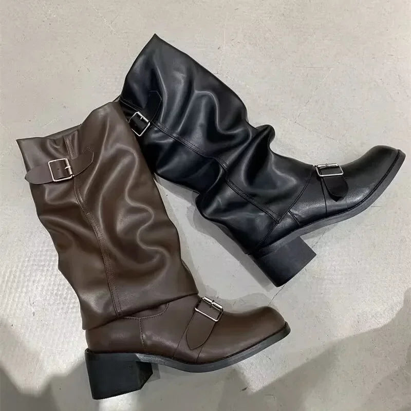 Knee High Fall Leather Boots