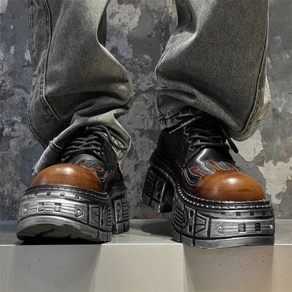 Woman Ankle Boots Lace-up Platform Metal Decor