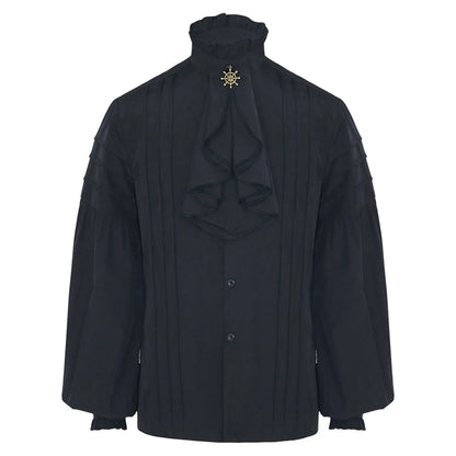Men's Ruffle Shirts Gothic Vintage Court Style Turtleneck Long Sleeve Vampire Victorian