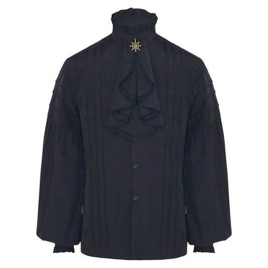 Men's Ruffle Shirts Gothic Vintage Court Style Turtleneck Long Sleeve Vampire Victorian