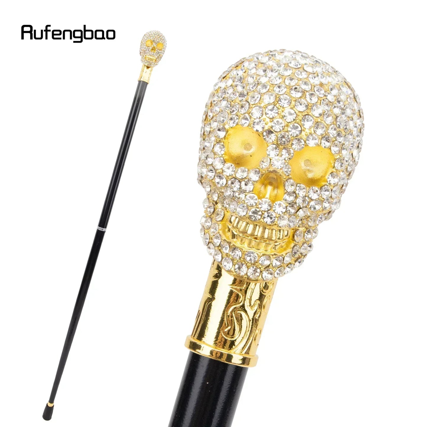 Artificial White Diamond Skull Walking Cane Gentleman