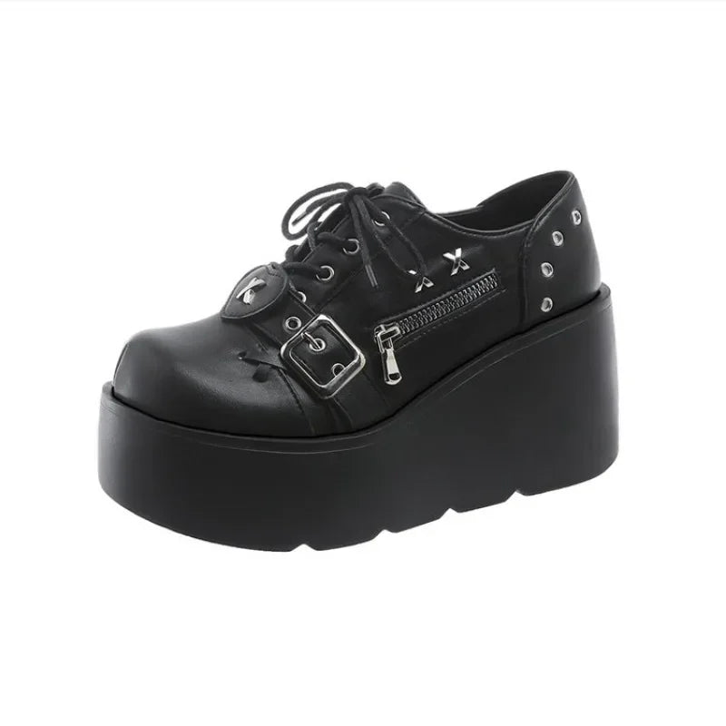 Gothic Mary Jane Strap Up Platforms
