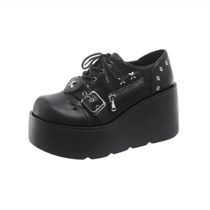 Gothic Mary Jane Strap Up Platforms