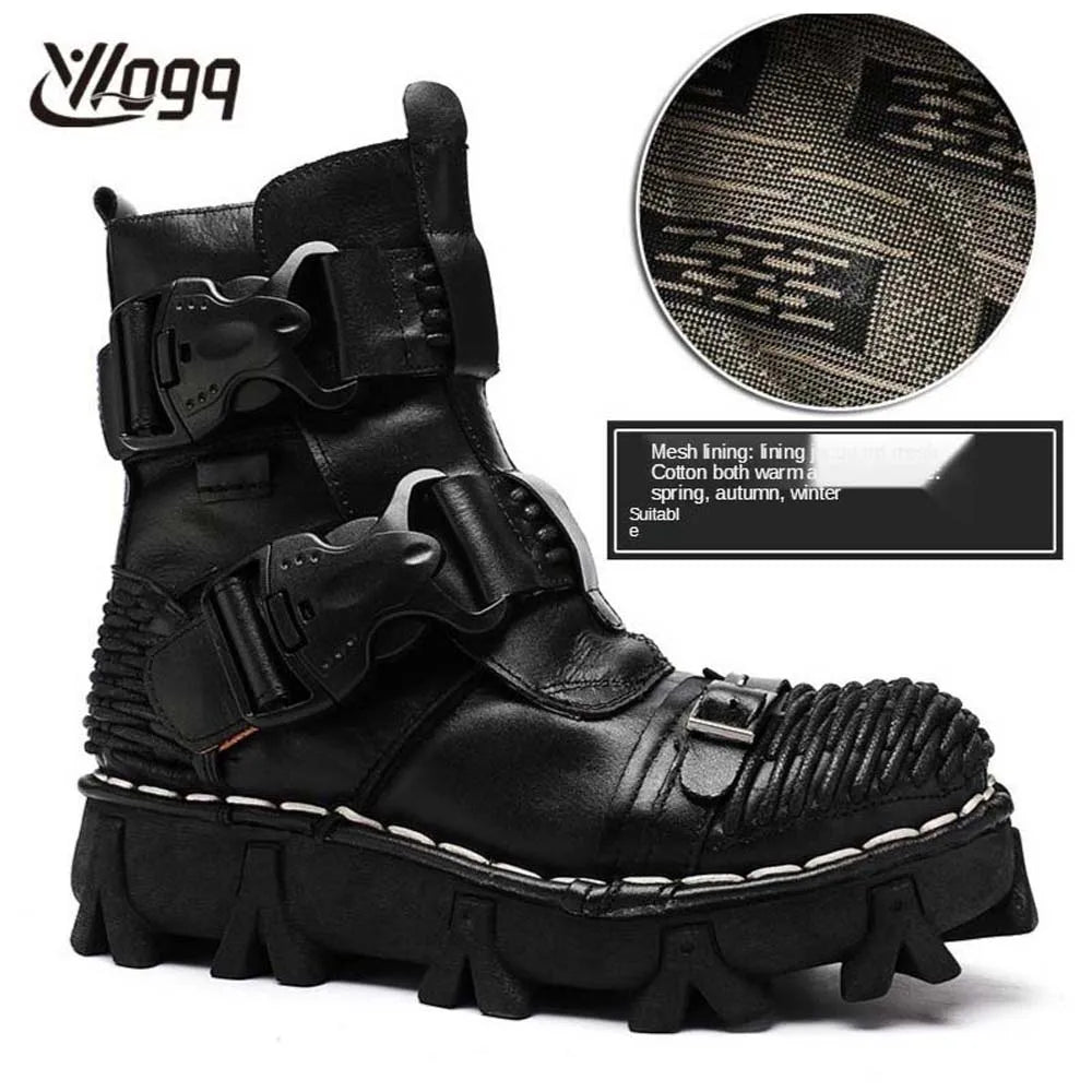 Men's Cowhide Genuine Leather Skull Desert Ankle Boots Handmade