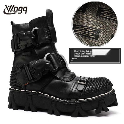 Men's Cowhide Genuine Leather Skull Desert Ankle Boots Handmade