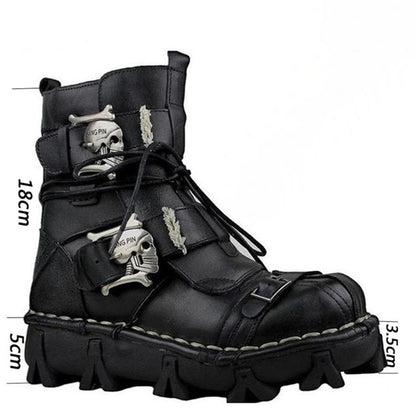 Men's Cowhide Genuine Leather Skull Desert Ankle Boots Handmade