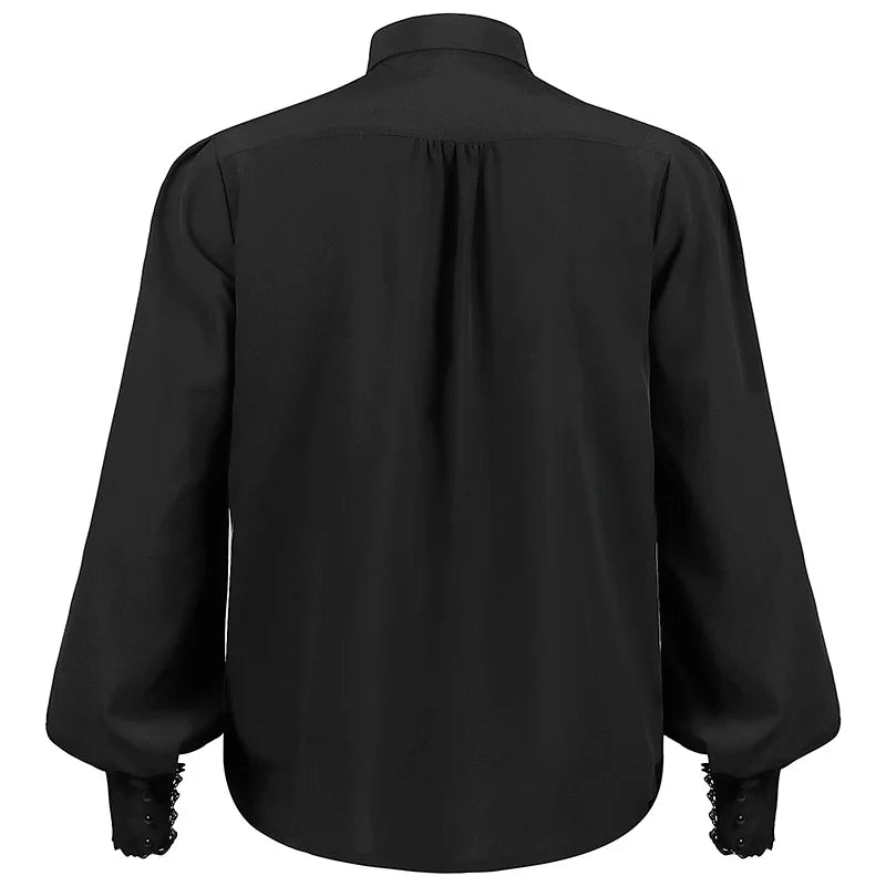 Men Dress Shirts Long Sleeve Vampire Renaissance Steampunk Gothic Ruffled Vintage Medieval