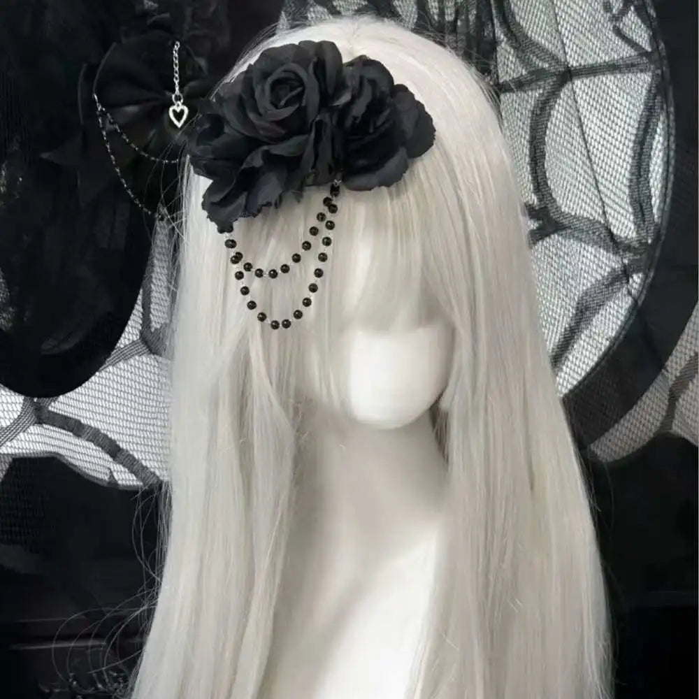 Black Rose Handmade Goth Hairpin