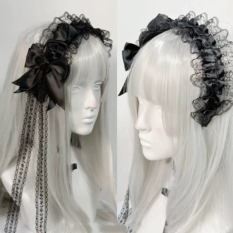 Double Satin Bow with Tassel Bonnet Girl Hair Accessories