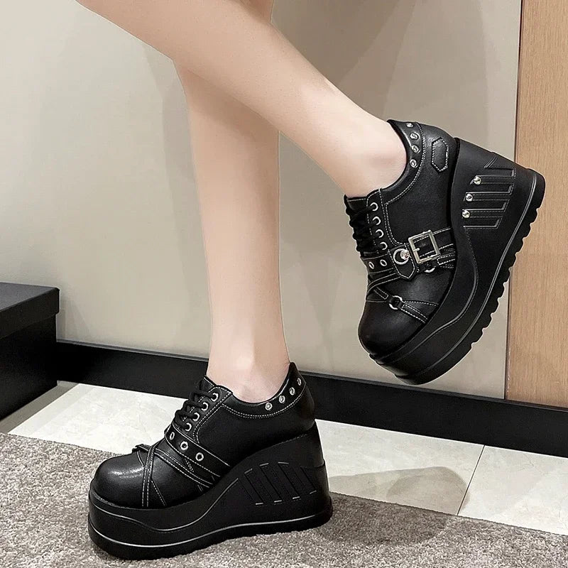 Gothic Mary Jane Strap Up Platforms