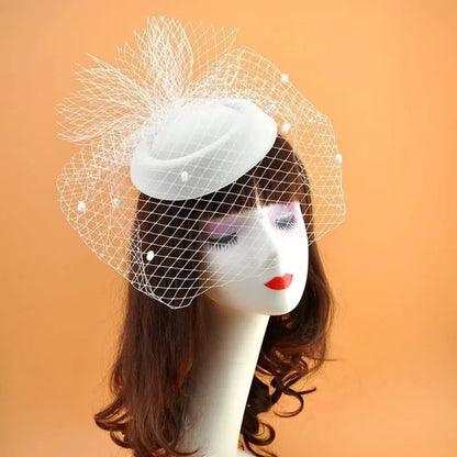 Retro Black Veil Small Dinner Party Hat