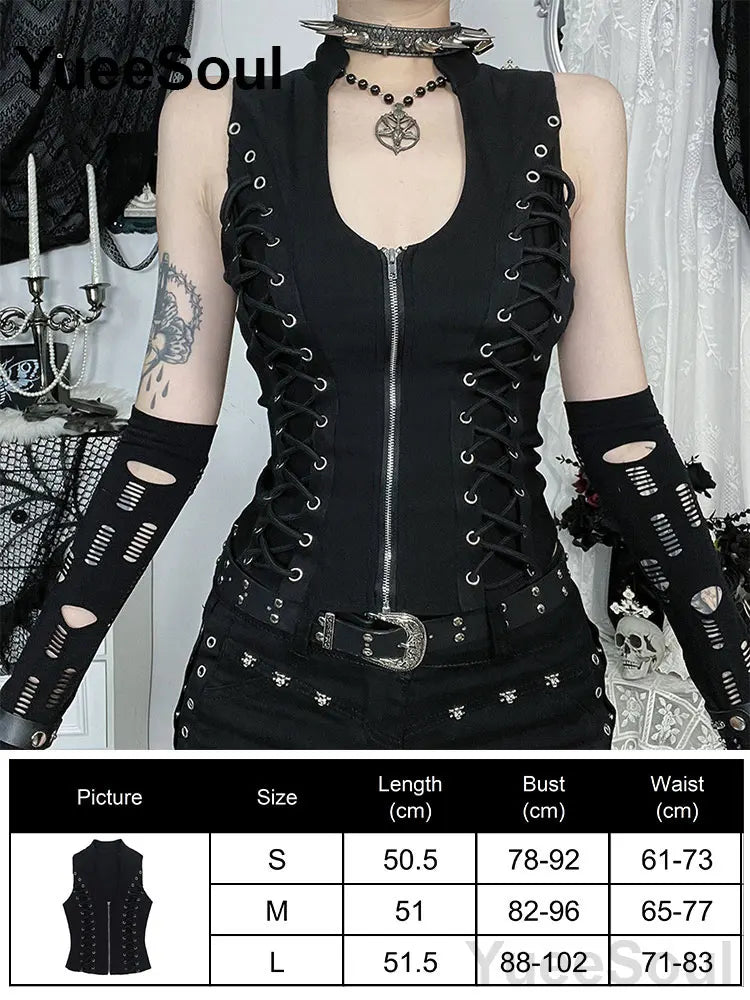 Gothic Lace Mesh Crop Spaghetti Strap Tops