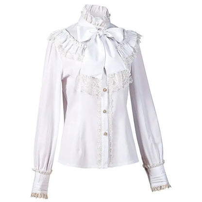 Vintage Ruffle High Collar Gothic Blouse