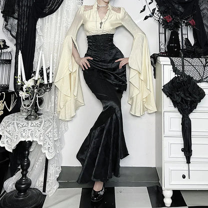 Asymmetrical Maxi Gothic High Rise Mermaid Skirts