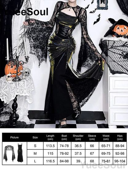 Gothic Long Sleeve Lace Slim Black Dresses