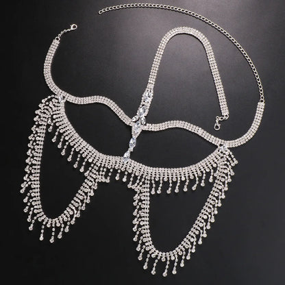 Rhinestone Tassel Mask Masquerade Long Face Chain Veil