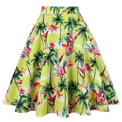 Small Red Polka Dot Midi Summer Pin Up High Waist Retro Vintage Rockabilly 50s Women Skirt